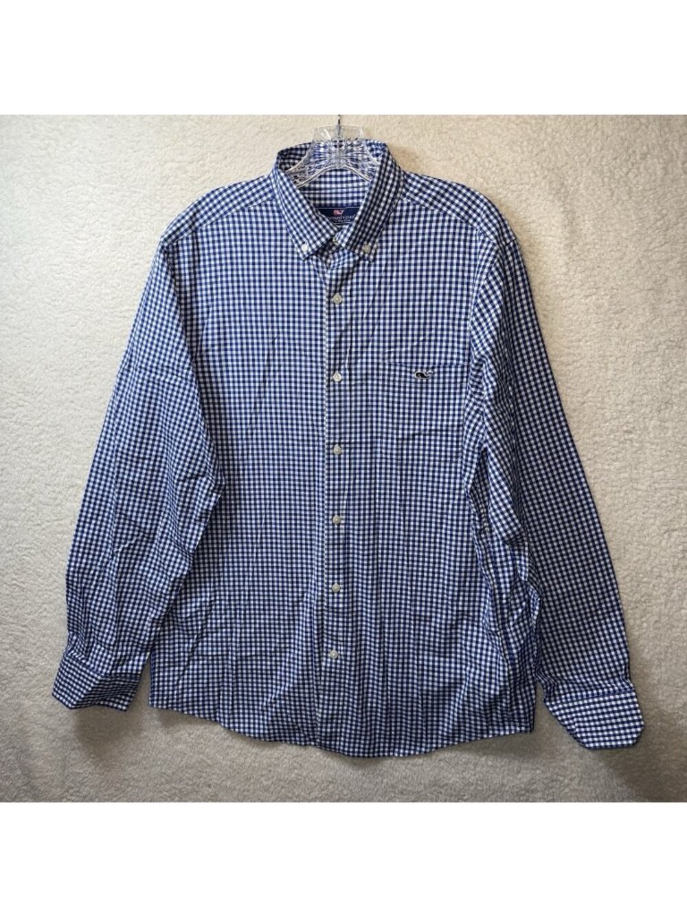Vineyard Vines Whale Classic Tucker Shirt Men M Blue Gingham Button Down Cotton